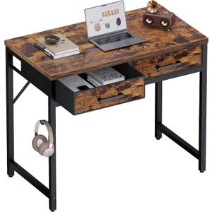 Pamray 32 Inch Small Computer Desk with 2 Drawers for Bedroom Study Writing Home Office Table for Small Spaces Vintage