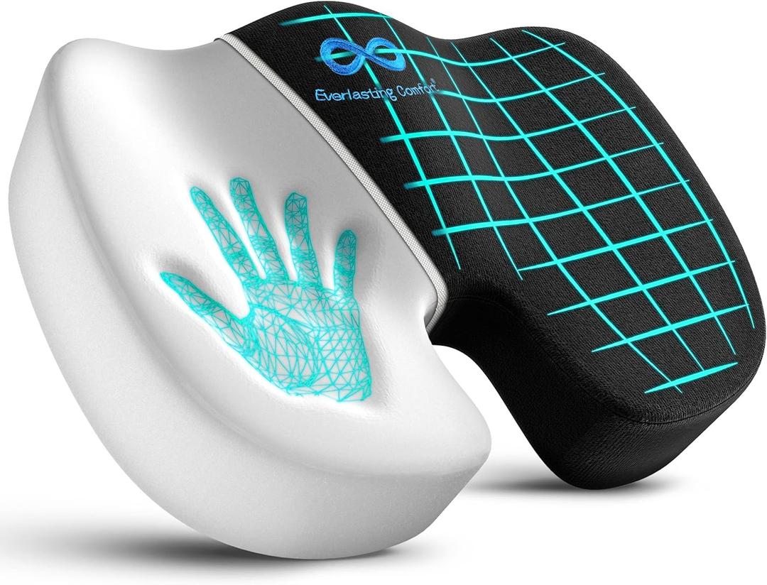 Everlasting Comfort – The Original Seat Cushion for Desk Chair, Enhances Posture and Support, Non-Slip Bottom, Ideal Tailbone Cushions for Pressure Relief - Premium Gaming, Car, Office Chair Cushion