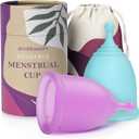 EcoBlossom Reusable Menstrual Cup Set - The Most Reliable Medical Grade Silicone Period Cups - Comfortably use for 12 Hours (Small & Large)