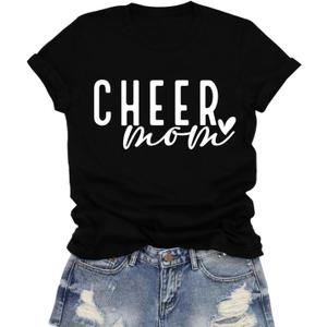 Cheer Mom Shirt for Women Game Day Mama Tshirt Mama Cheerleading Tee Tops, M