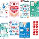 HOWAF 35pcs Nurse Day Gift Cards, Nurse Appreciation Week Greeting Cards for Nurses Themed Party Supplies, Thank You Nurses Party Favors Paper Cards with Envelope and Nurse Themed Stickers