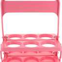 Kichvoe Foldable Drink Carrier with Handle for 6 Water Bottles 2 Liter Capacity Portable Bottle Cradle Cup Holder for Football Coaches Outdoor Sports and Picnics (Pink)