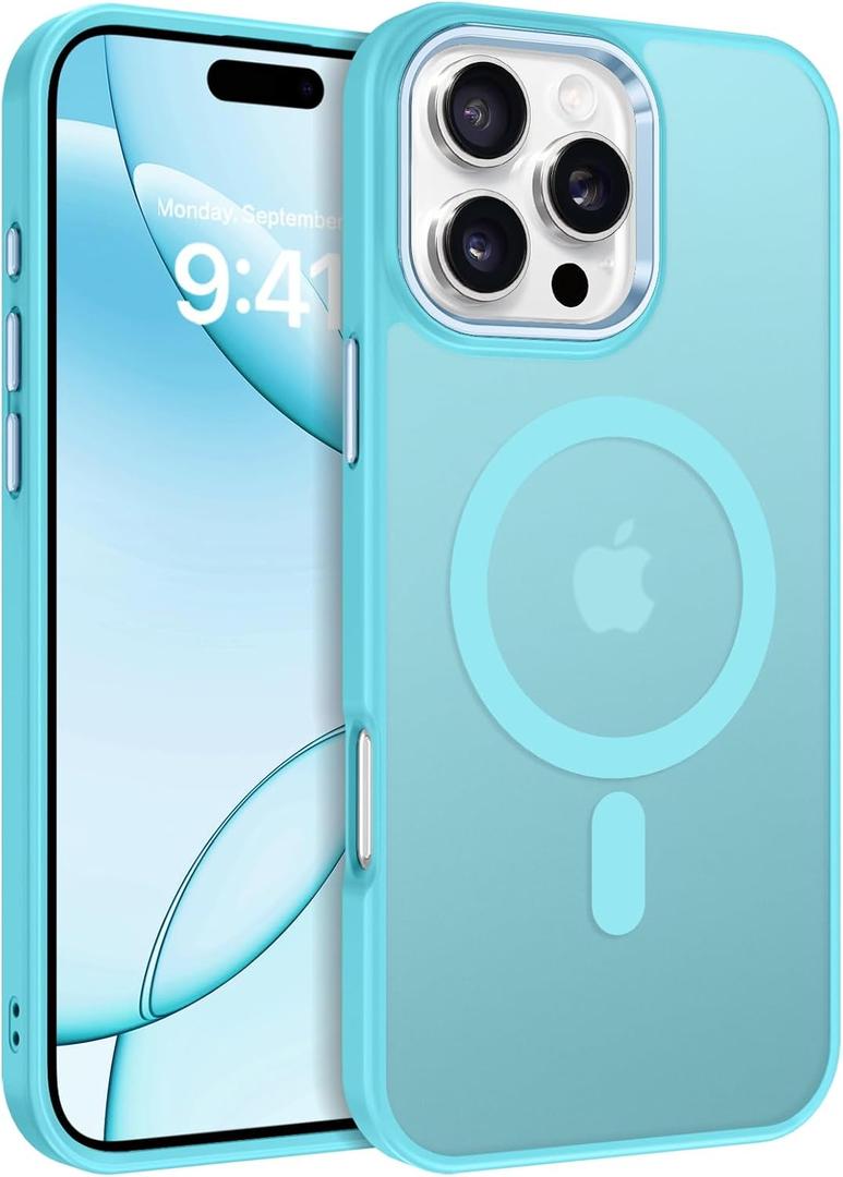 2 x BENTOBEN for iPhone 16 Pro Case [Compatible with Magsafe] Magnetic Matte Phone Case iPhone 16 Pro Translucent Slim Thin Shockproof Women Men Protective Cover iPhone 16Pro 6.1" 2024, Lake Blue