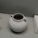 Rustic Farmhouse Textured Ceramic Vase with Two Handles, Distressed White Pottery Flower Vase for Centerpiece, Decorative Vases for Living Room, Kitchen, Table Top Decor, Gift & Weddings (Short)