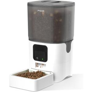 Automatic Cat Feeder with Camera, 1080P HD Video with Night Vision, 2.4G WiFi Pet Feeder for Cat & Small Dog, 2-Way Audio & Meal Call Pet Food Dispenser, Motion Capturing Auto Dog Feeder 6L