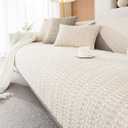 vctops Striped Corduroy Solid Couch Cover Sofa Covers Soft Cozy Sectional Couch Cover Washable Non Slip Sofa Slipcover Furniture Protector (Cream, 80"x30")