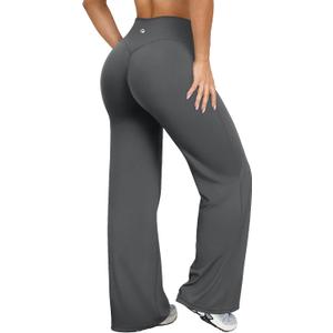 OQQ Yoga Pants Women High Waist Stretch Casual Soft Straight Leg Bottoms (Medium, Darkgrey)