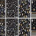 2 x 8 Sheets Glitter Christmas Nail Art Stickers Decals Self-Adhesive Holiday Gold Snowman Snowflake Winter Nail Supplies Nail Art Design Decoration Accessories