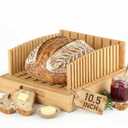 Sourdough Bread Slicer for Homemade Bread - 10.5" Extra Wide Premium Bamboo Guide for Large Round Loaves & Artisan Baking - Heavy Duty Stable Mortise-Tenon Structure with Crumb Catcher Tray