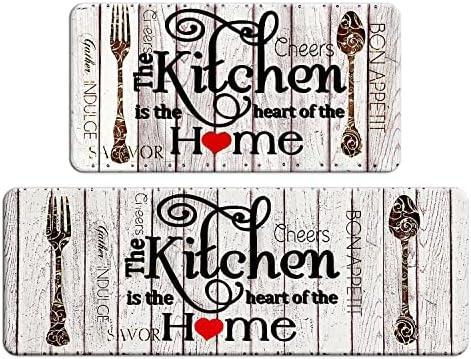 FRESHMINT Farmhouse Kitchen Mats Sets 1 Piece Cushioned Anti-Fatigue Comfort Mat for Home & Office Ergonomically Engineered Memory Foam Kitchen Rug Waterproof Non-Skid, 30" by 17" + 47" by 17",Home