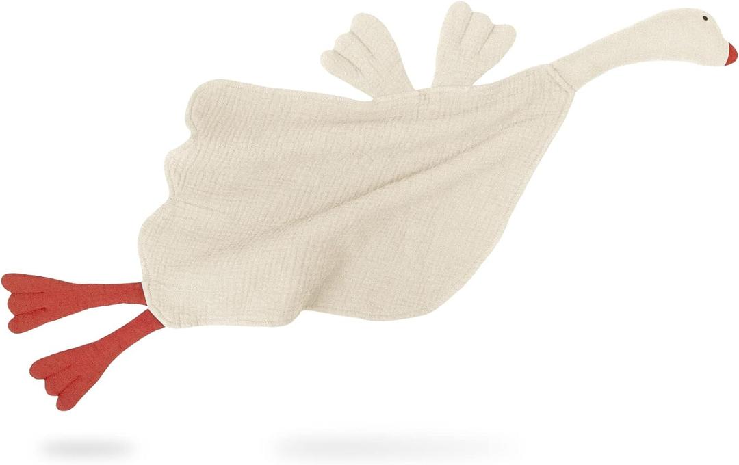 lulumoon Goose Security Blanket: Muslin Lovey for Babies Travel & Daycare - Skin-Friendly Snuggle Toy for Self-Soothe