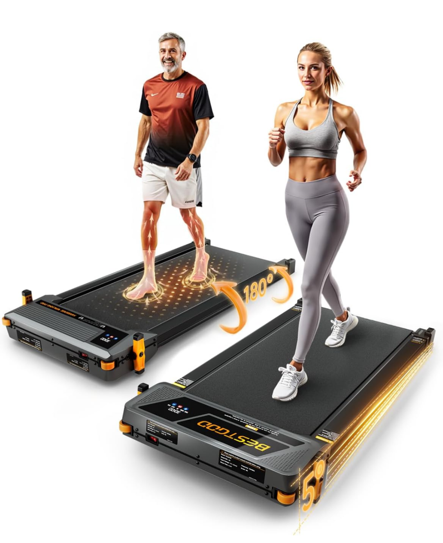 Walking Pad Treadmill, BestGod Incline Under Desk Treadmill 330lbs Capacity, 2.5HP Portable Treadmills for Home, Compact Treadmills Mini Walking Pad, Running Machine with Remote Control