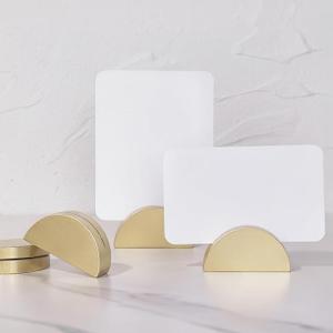 UNIQOOO 10 Set 2" Arch Gold Birch Wood Stand with Cards |1.2mm Slot, for Name Cards, Place Card Holder, Photo Display Stand | for Event Decor, Retail Shop, Cafe Restaurant Menu, Business Card, Name Tag