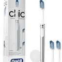 Oral-B Clic Deluxe Starter Kit, Manual Toothbrush with 3 Brush Heads & Magnetic Brush Mount, White