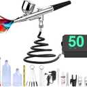 Airbrush Kit with Compressor - High-Pressure Portable Air Brush with 0.2/0.3/0.5mm Nozzle, Non-Clogging Spray Gun with Cleaning Brush for Painting Model Barber Cake