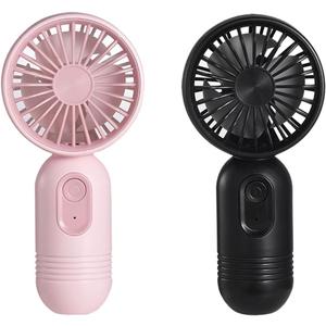 VanSmaGo Portable Mini 2-pack Handheld Personal Small Fan with 3-speed for Travel, USB Rechargeable Battery Operated Eyelash Fan, Black&Pink