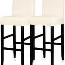 Lellen Bar Stool Covers Set of 2,Stretch Washable Bar Stool Seat Cover,Removable Bar Chair Cover with Backs,Counter Height Bar Stool Chair Covers for Kitchen Dining Room Cafe(Cream), 15"D x 15"W x 12.98"H