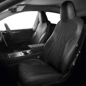 1:1 Custom Fit for Tesla Model Y Seat Covers 2024 2023 2022 2021 2020, Leather Car Seat Covers Full Set 5-Seater Breathable - Black