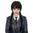 Black Braided Wig With Bangs Long Braid Wig Cosplay Halloween Costume Wigs For Women