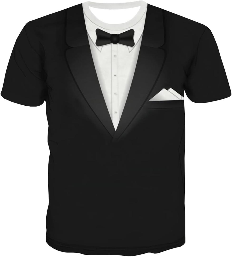 KYKU Tuxedo T-Shirts for Men Suit Tshirt Tux Costume T Shirts (XX-Large)