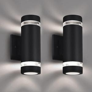 rosykite Outdoor Wall Sconce Lights,Dusk to Dawn Outdoor Exterior Lighting - ETL Listed,Modern Outside Patio Light Fixture Wall Mount Design - Up Down Light Fixture White 6000k for Front Door, Porch (Cylinder 2 Pack)