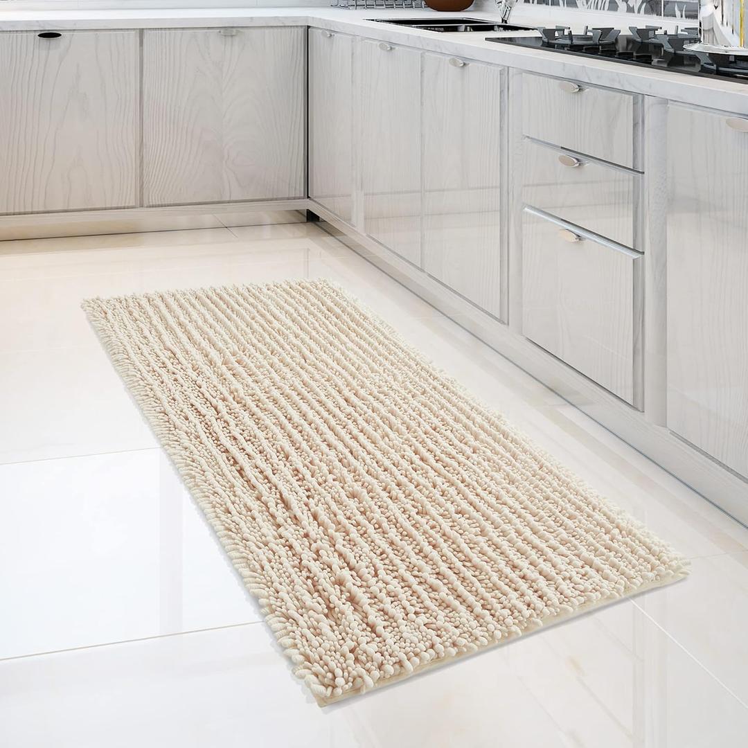 FLOLEOPA Soft Plush Microfiber Bathroom Rugs, Absorbent Bath Rugs Non Skid Machine Wash Dry Bath Mats for Tub,Shower and Bath Room Floor Mats (27.5x47inches, Cream)