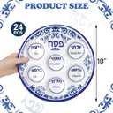 Newtay 24 Pcs Passover Seder Plate Plastic 10" Disposable Plates Passover Decorations for Kids Adults Communal Seders Foods Pesach Kitchen Accessories Table Decorations(Blue Floral Renaissance)