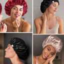 YANIBEST Silk Bonnet Satin Bonnet for Sleeping Women Men, Adjustable Double Layer Hair Bonnet for Curly Braids Reduce Frizz, Black