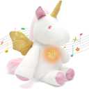 IUTOYYE Unicorn Breathing Stuffed Animal 17" Unicorn Plush Toy Soothing with Realistic Breathing Motion and Lights Music for Kids (White)