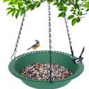 2 x Hanging Bird Feeder Tray with Drainage Holes for Outside Fit Most Seed, Rugged Recycled Plastic Feeding Station, Great for Attracting Wild Birds (12 inch, Green)