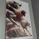 MALEDO Jesus and Lamb Canvas Wall Art Jesus Saves the Lost Lamb Picture Wall Decor Jesus Protect a Lamb from Wolves Painting Print Christian Poster Artwork for Living Room Bedroom Church Home Decor (24L''x16W'')
