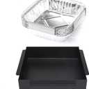 Hisencn Grill Drip Pan for Chargriller 5050 5650, Catch Pan Replacement Porcelain Steel Grease Collection Pan with 15 Pack Aluminum Foil Drip Pan, Grease Tray Liner