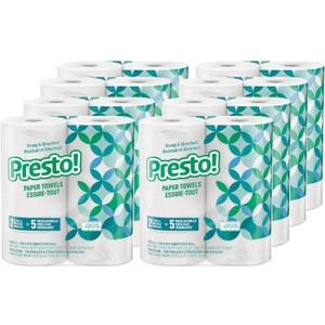 Amazon Brand - Presto! Flex-a-Size Kitchen Paper Towels, Strong and Absorbent, 128 Sheet Family Roll, 16 Rolls (8 Packs of 2)