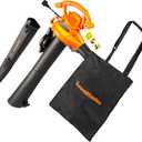 LawnMaster BV1210 Electric Blower Vacuum Mulcher 12 Amp 2-Speed Adjustment with Metal Impeller 240 MPH 380 CFM 16:1 Mulch Ratio with Collection Bag