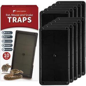 LULUCATCH Mouse Glue Traps 10 Pack, Larger & Heavier Plastic Sticky Glue Traps with Extra-Strong Adhesive for Mice, Rats, Sticky Mouse Trap for Indoor Use, Easy to Set