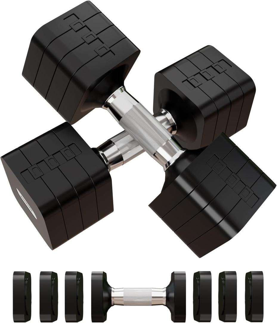 15LB 20LB 40LB 50LB Adjustable Dumbbell Set Free Weights Dumbbells Set for Women Men Hand Weights Sets Adjust Dumbbell Weight Sets for Home Gym Exercise Workout Strength Training Equipments (Black)