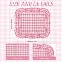 6 Pcs Pink Placemats with Ruffle Gingham Rectangle 14 x 16 Inch Plaid Cotton Placemats Strawberry Party Supplies Spring Wedding Boho Baby Shower Mother's Day Decorative Table Mat Decoration