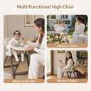 High Chair for Babies and Toddlers, Convertible Baby High Chair with Easy Clean Removable Tray, Multi-Use Foldable Highchair with Adjustable Legs (Beige)
