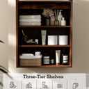 ZttRiee Bathroom Wall Cabinet, Medicine Cabinet with Roll-Up Door & 3 Shelves, Over The Toilet Wall-Mounted Storage Cabinet, Walnut