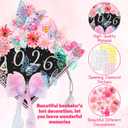 35 Pcs Graduation Cap Decorations Kits DIY Pink Faux Flower Heads 3D Butterfly Bow Ornament Adhesive Rhinestones Glitter Alphabet Letter Number Sticker for Grad Cap Topper Graduation Party DIY Crafts