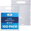 Biodegradable 13" X 15" 2 Gallon Plastic Zip Bags With Die Cut Handle For Carrying, 100 Count, Heavy-Duty 3 Mil Clear Reclosable Eco-Friendly Poly Baggies, Zip Top Lock for Food Storage & Clothing