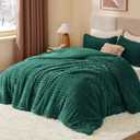 BEDELITE Fleece King Comforter Set -Super Soft & Warm Fluffy Dark Green Bedding, Luxury Fuzzy Heavy Bed Set for Winter with 2 Pillow Cases