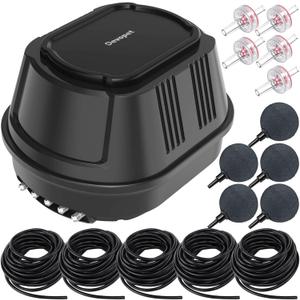 Pond Aerators for Outdoor Koi Ponds, Air Pump for Pond up to 3500 Gallons, All-in-One Flow Adjustable Pond Aeration Kit Pond Deicer with Double Outlet Airline Tubing Air Stones Check Valves
