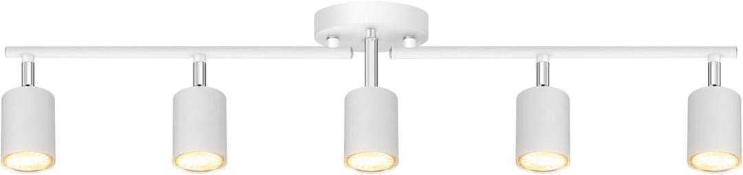 Track Lighting, LED Track Lighting Fixtures Ceiling, White Kitchen Lights for Bedroom, 30" Ceiling Spotlight Kit, 5 Light Wall Light with Rotatable Heads, Kitchen Decor(GU10 Socket, NO Bulb)