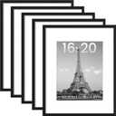 upsimples 16x20 Picture Frame Set of 5, Display Pictures 11x14 with Mat or 16 x 20 Without, Wall Gallery Poster Frames, Black