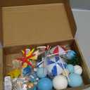 Guiqulai 33Pcs Summer Beach Cake Toppers, Hawaiian Ocean Pool Party Decorations for Birthday Cakes & Cupcakes, Tropical Blue Surfboard Starfish Coconut Tree Mini Figurines