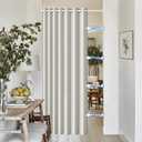 Faux Linen Curtain Black Out 96 inch Long, Memory Trained Pinch Pleated Vertical Drape for Loft/Home Office, 1 Panel, W52 x L96, Natural