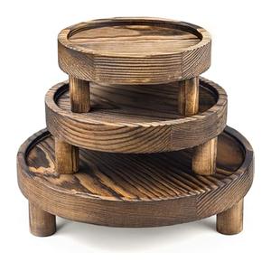 6 PCS 5/6/8 Inch Wooden Risers for Display Wood Pedestal Stand Round Mini Tray Stand Rustic Riser Tray Tiered Tray Decor for Party, Wedding, Birthday, Baby Shower,Home Décor