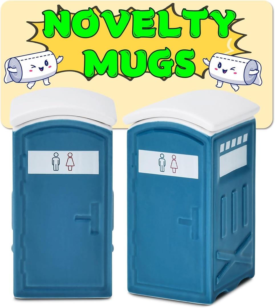 White Elephant Gifts for Adults, Funny Toilet Shot Glasses & Mugs Set, Christmas Stocking Stuffers for Men