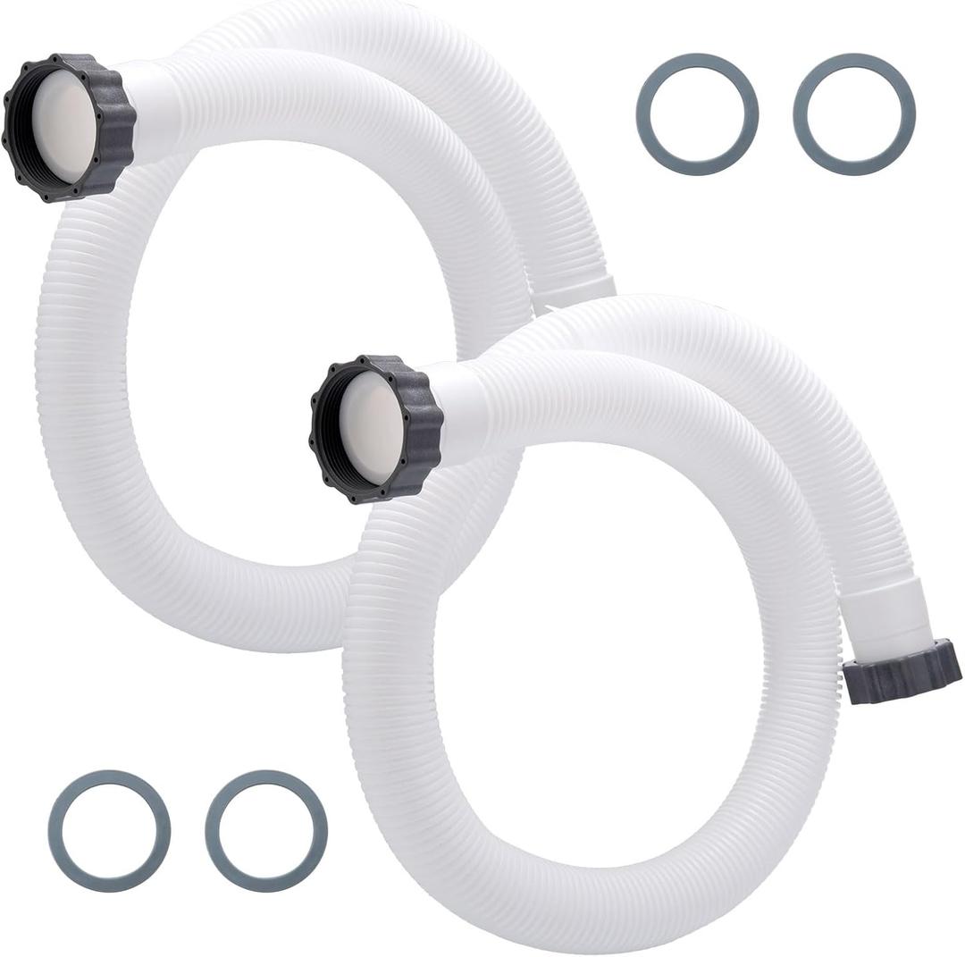 1.5" Pool Hose For Intex Filter Pump,1.5 Inch Pool Hoses For Above Ground Pools,29060e Pool Filter Hose For Coleman Intex Sand Filter Pumps & Saltwater Systems 59" Long (2 Pack), White